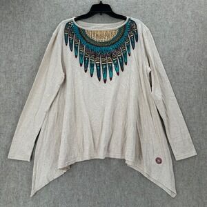 Double‎ D Ranchwear Large Embroidered Southwestern Sharkbite Top Asymmetrical